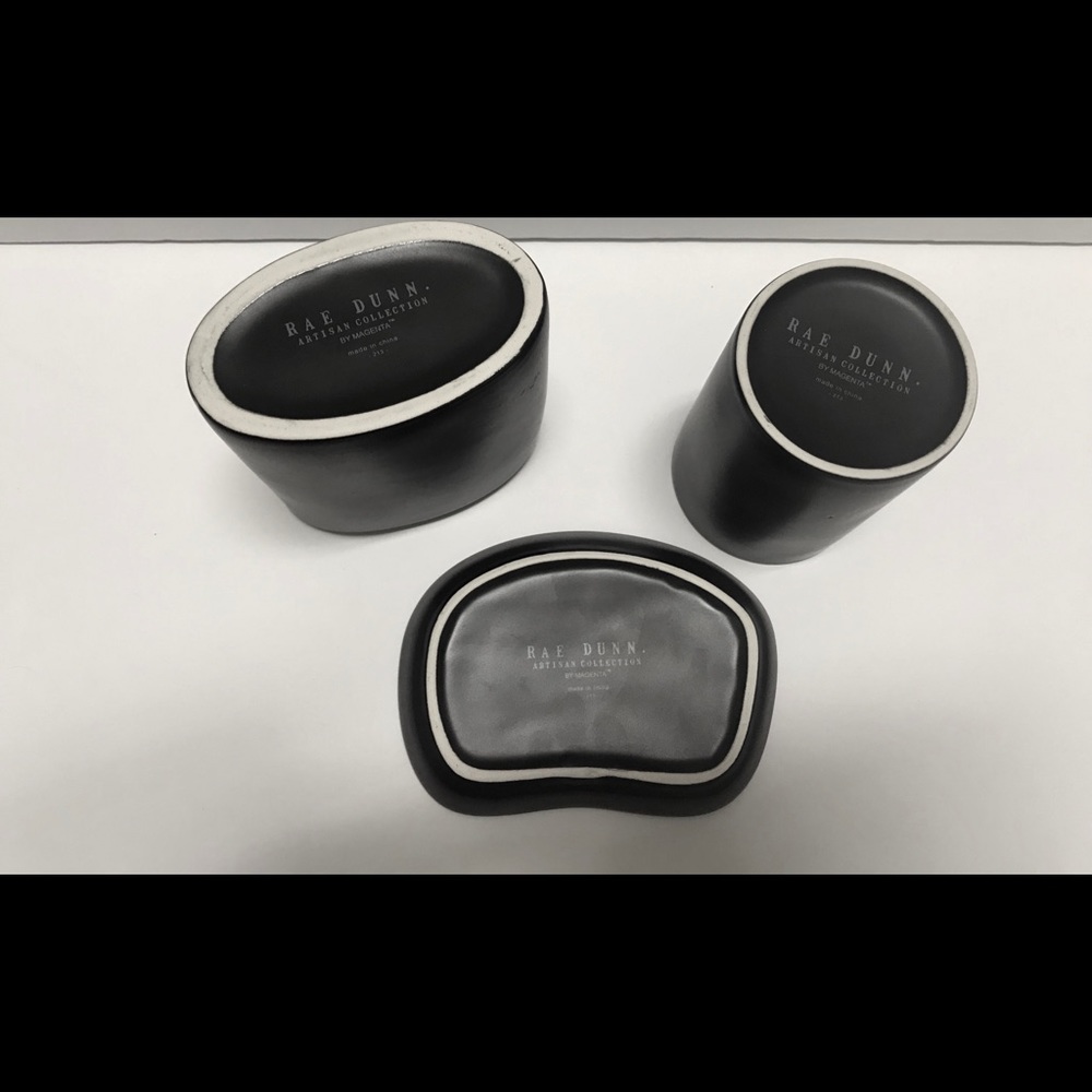 🆕 🖤 🎉HP🎉New Rae Dunn Black Collection 3pc Set - Picture 7 of 8